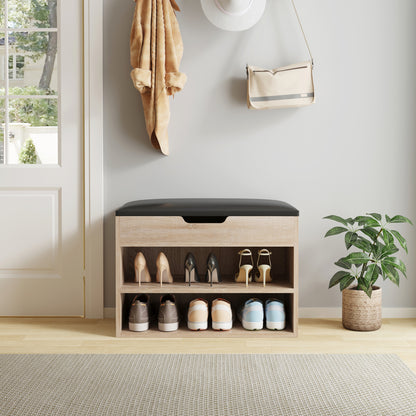Shoe Rack With Seat Romir Hm2477.01 Melamine In Sonama-brown Seat 60x30x44hcm.
