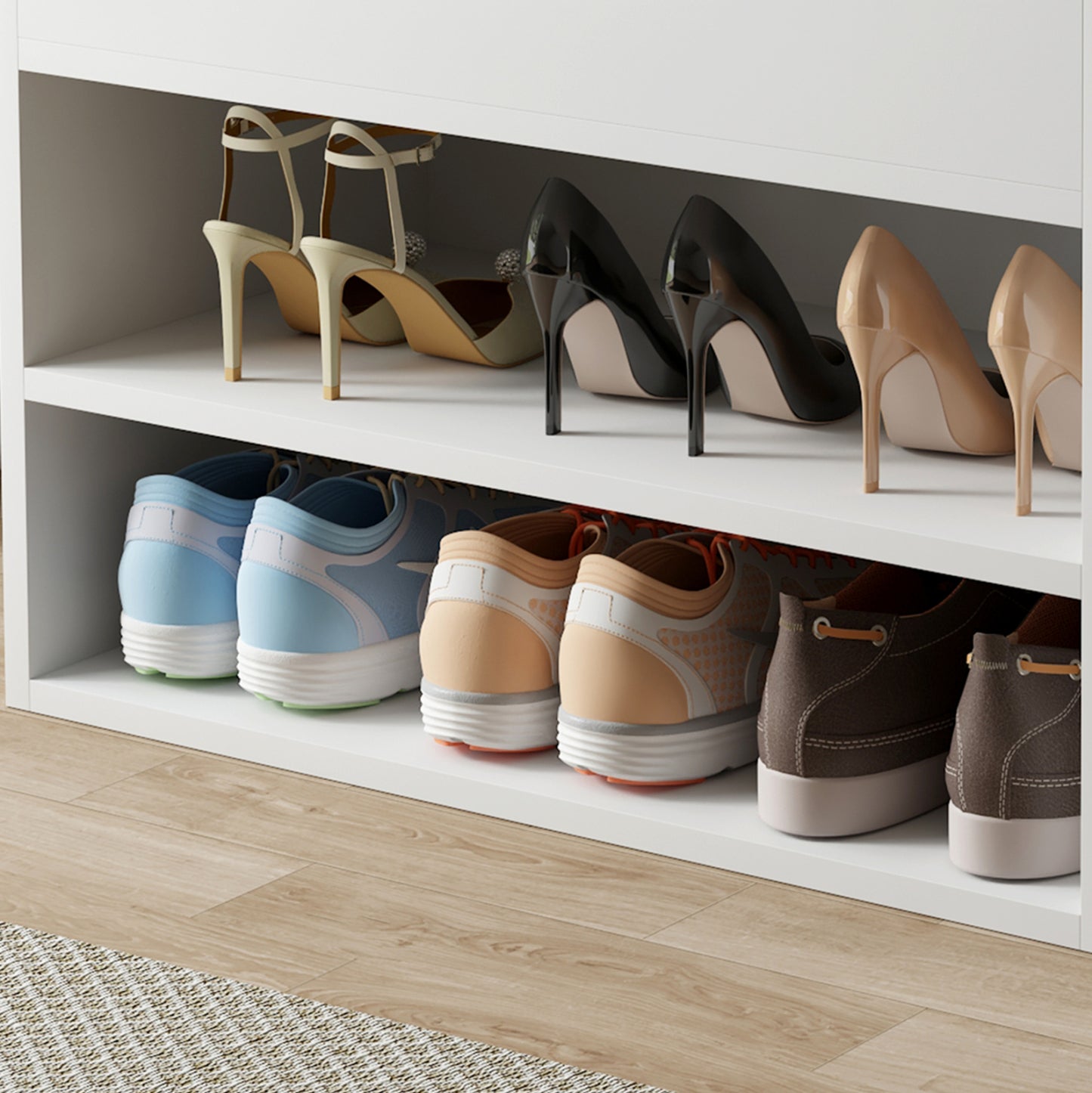 Shoe Rack With Seat Romir Hm2477.03 Melamine In White-white Pu Seat 60x30x44hcm.