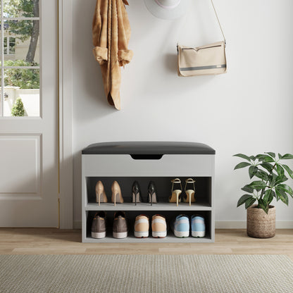 Shoe Rack With Seat Romir Hm2477.05 Melamine Grey-anthracite Pu Seat 60x30x44hcm.