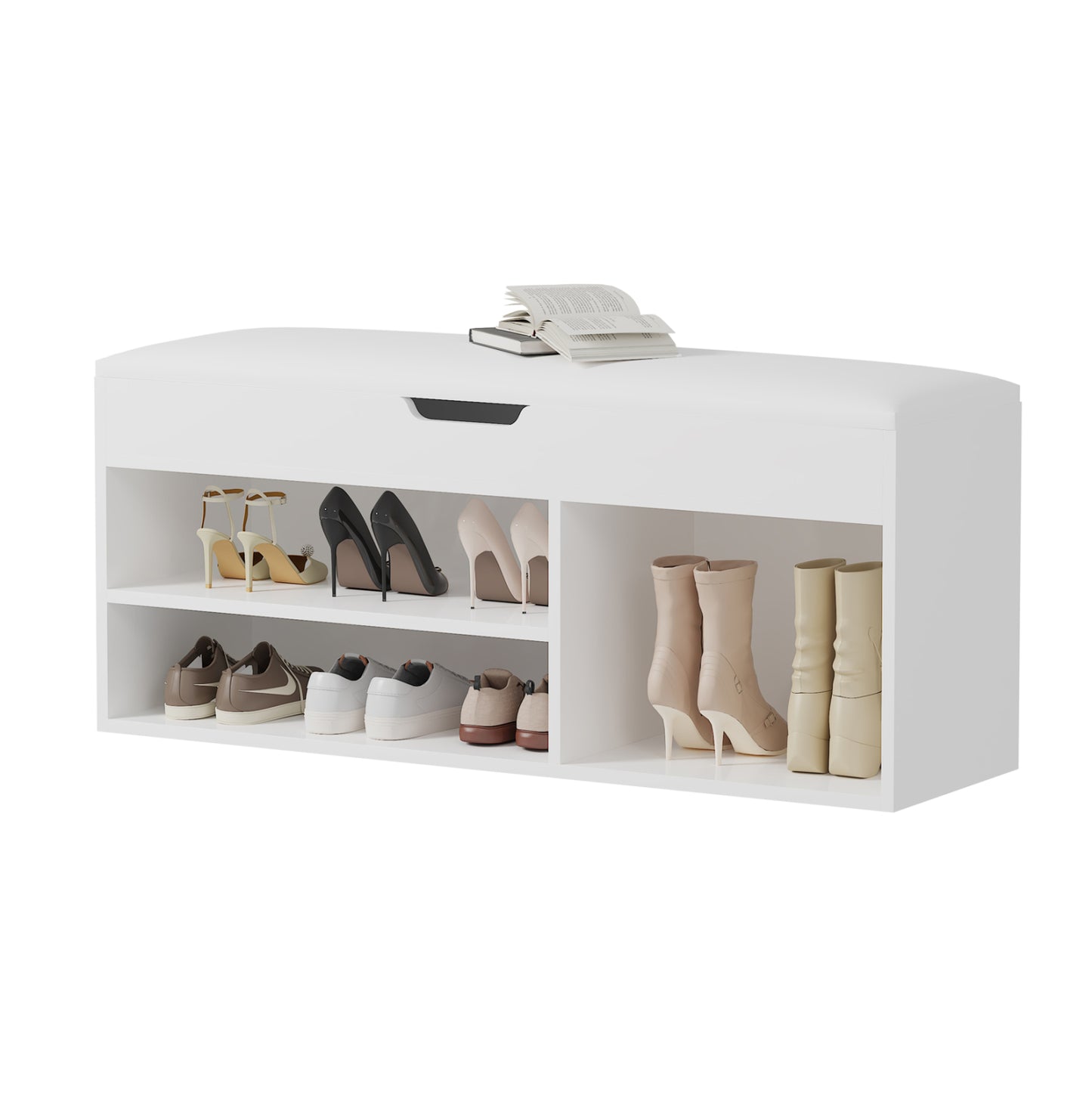 Shoe Rack With Seat Romir Hm2478.03 Melamine In White-white Seat 100x30x44hcm.
