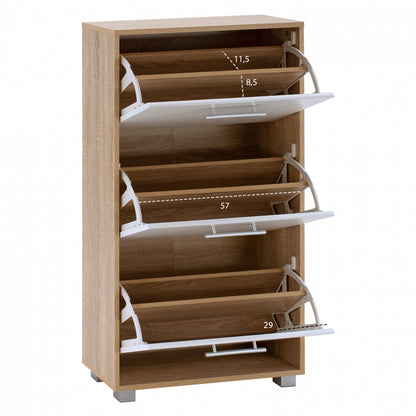 Shoe Cabinet 3-drawers Davina Hm2221.06 Melamine Sonama-white 62x24x110hcm