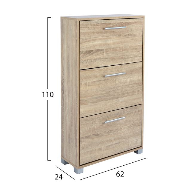 Shoe Cabinet 3-drawers Davina Hm2221.02 Melamine Sonama 62x24x110h
