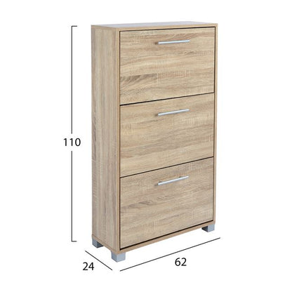 Shoe Cabinet 3-drawers Davina Hm2221.02 Melamine Sonama 62x24x110h