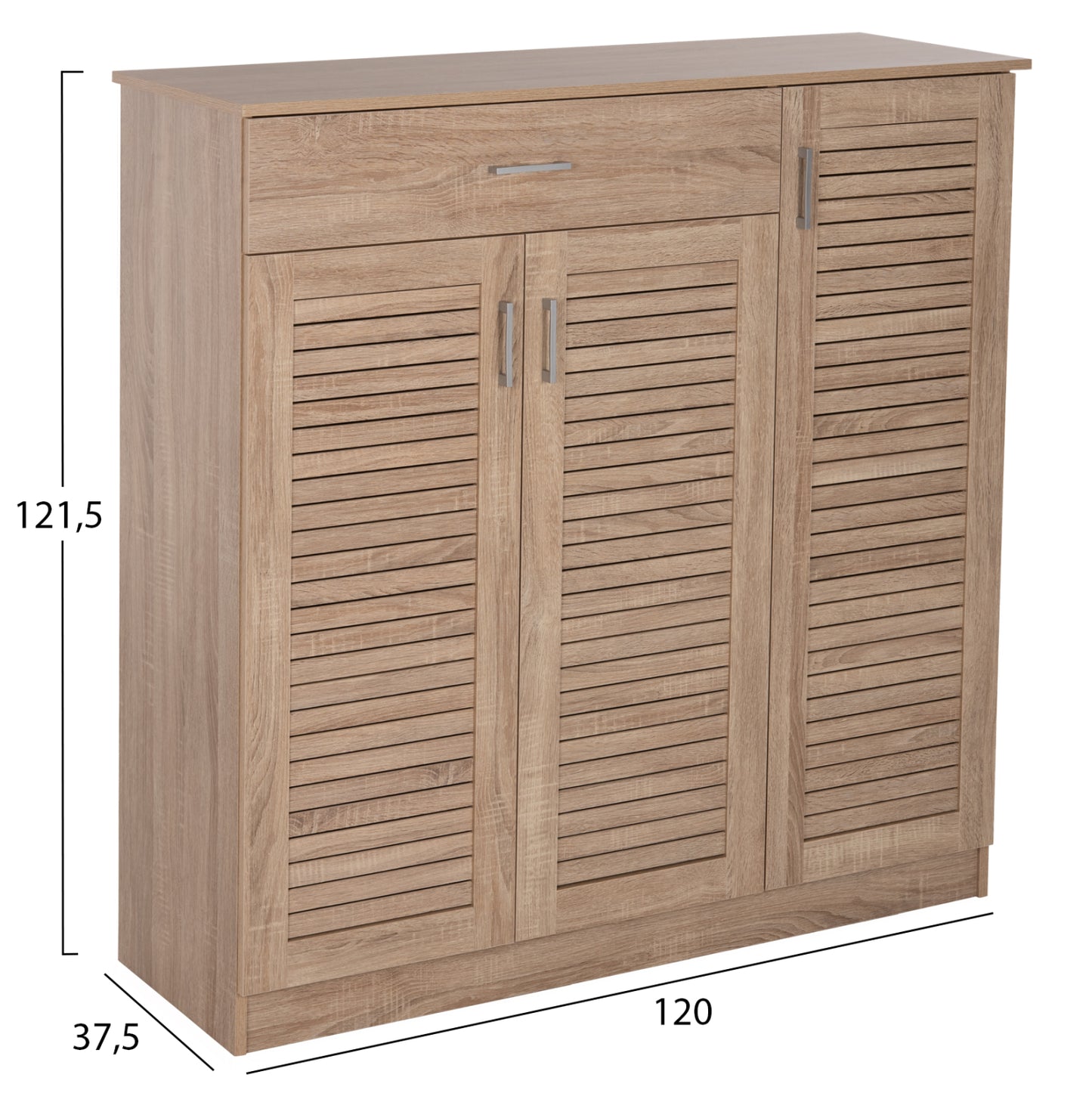 Shoe Cabinet Proby Hm9607.02 Melamine In Sonoma 120x37,5x121,5hcm.