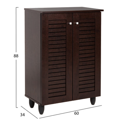 Shoe Cabinet Prolly Hm9608.01 Melamine In Wenge-2 Doors-4 Shelves 60x34x88hcm.