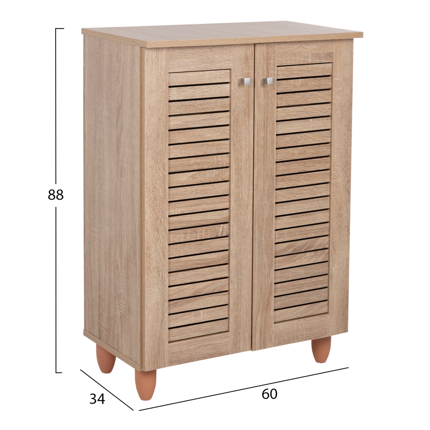 Shoe Cabinet Prolly Hm9608.02 Melamine In Sonama-2 Doors-4 Shelves 60x34x88hcm.