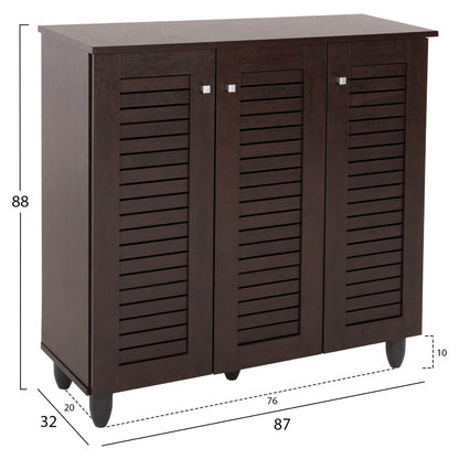 Shoe Cabinet Prolly Hm9609.01 Melamine In Wenge-3 Doors-4 Shelves 87x32x88hcm.