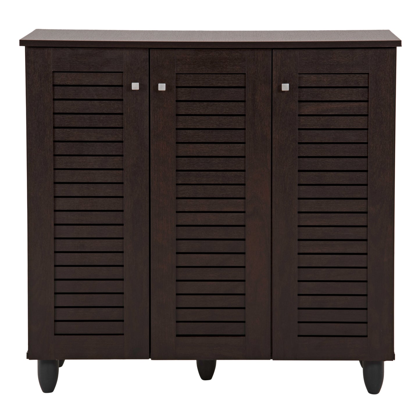 Shoe Cabinet Prolly Hm9609.01 Melamine In Wenge-3 Doors-4 Shelves 87x32x88hcm.