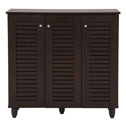 Shoe Cabinet Prolly Hm9609.01 Melamine In Wenge-3 Doors-4 Shelves 87x32x88hcm.