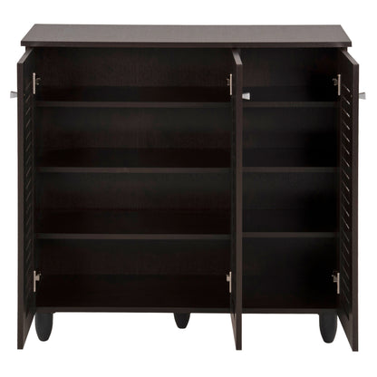 Shoe Cabinet Prolly Hm9609.01 Melamine In Wenge-3 Doors-4 Shelves 87x32x88hcm.