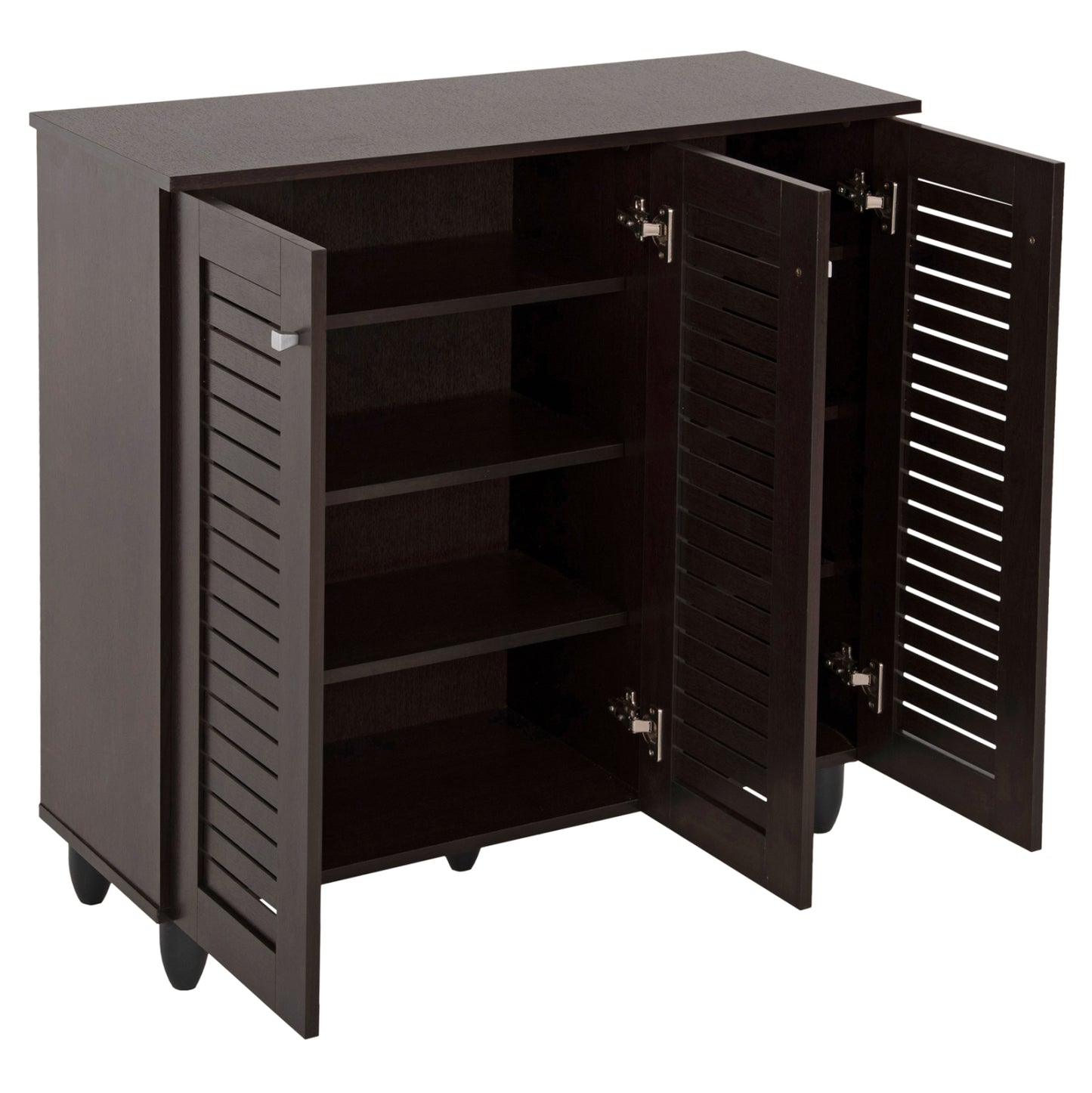Shoe Cabinet Prolly Hm9609.01 Melamine In Wenge-3 Doors-4 Shelves 87x32x88hcm.