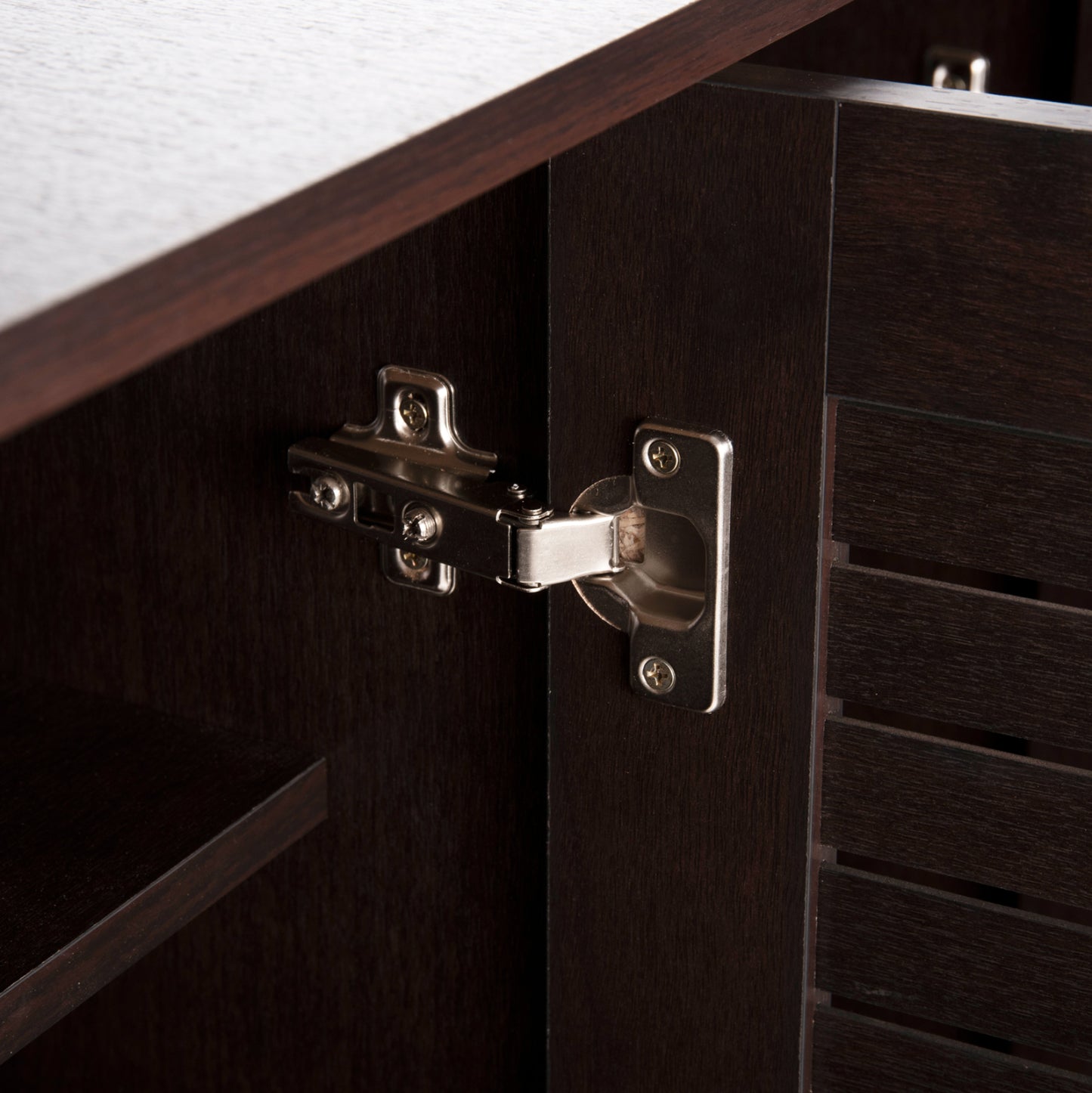 Shoe Cabinet Prolly Hm9609.01 Melamine In Wenge-3 Doors-4 Shelves 87x32x88hcm.