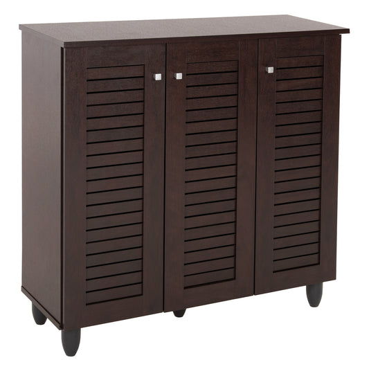 Shoe Cabinet Prolly Hm9609.01 Melamine In Wenge-3 Doors-4 Shelves 87x32x88hcm.