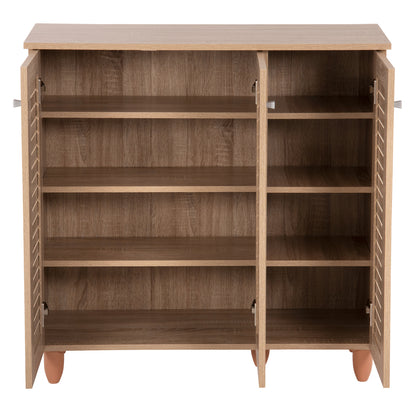 Shoe Cabinet Prolly Hm9609.02 Melamine In Sonoma-3 Doors-4 Shelves 87x32x88hcm.