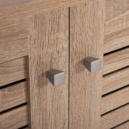 Shoe Cabinet Prolly Hm9609.02 Melamine In Sonoma-3 Doors-4 Shelves 87x32x88hcm.