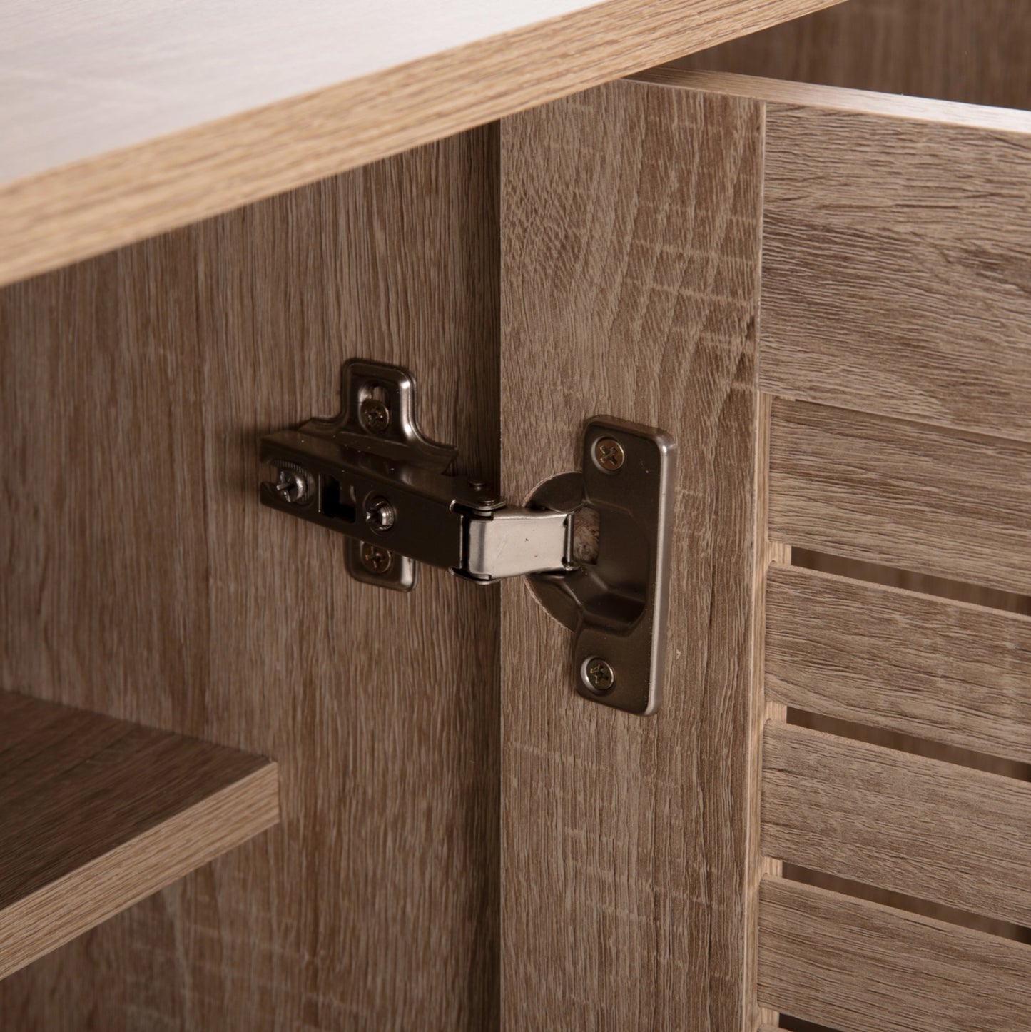 Shoe Cabinet Prolly Hm9609.02 Melamine In Sonoma-3 Doors-4 Shelves 87x32x88hcm.