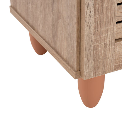 Shoe Cabinet Prolly Hm9609.02 Melamine In Sonoma-3 Doors-4 Shelves 87x32x88hcm.