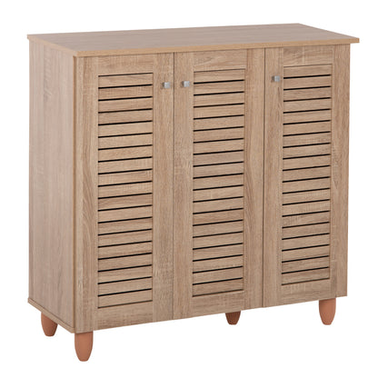 Shoe Cabinet Prolly Hm9609.02 Melamine In Sonoma-3 Doors-4 Shelves 87x32x88hcm.