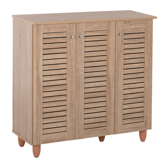 Shoe Cabinet Prolly Hm9609.02 Melamine In Sonoma-3 Doors-4 Shelves 87x32x88hcm.