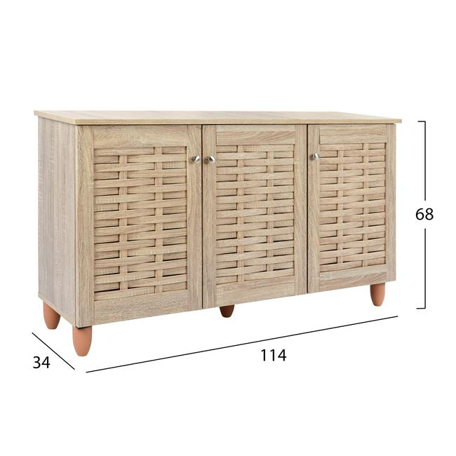 Shoe Cabinet Iggy 3 Doors Hm2211.02 Melamine Sonama 114x34x68