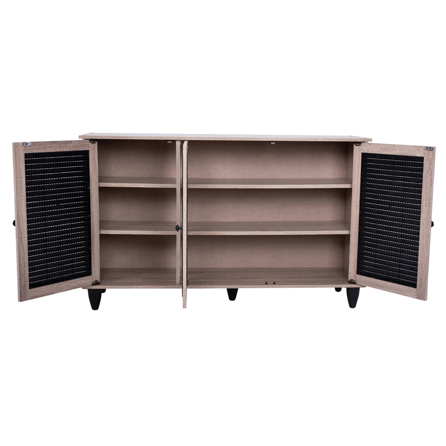 Shoe Cabinet 3 Door Mckenna Hm2267.02 Melamine Sonama - Black Color 112x30x68,5 Cm