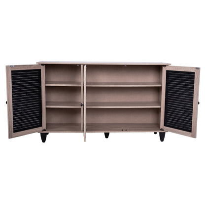 Shoe Cabinet 3 Door Mckenna Hm2267.02 Melamine Sonama - Black Color 112x30x68,5 Cm