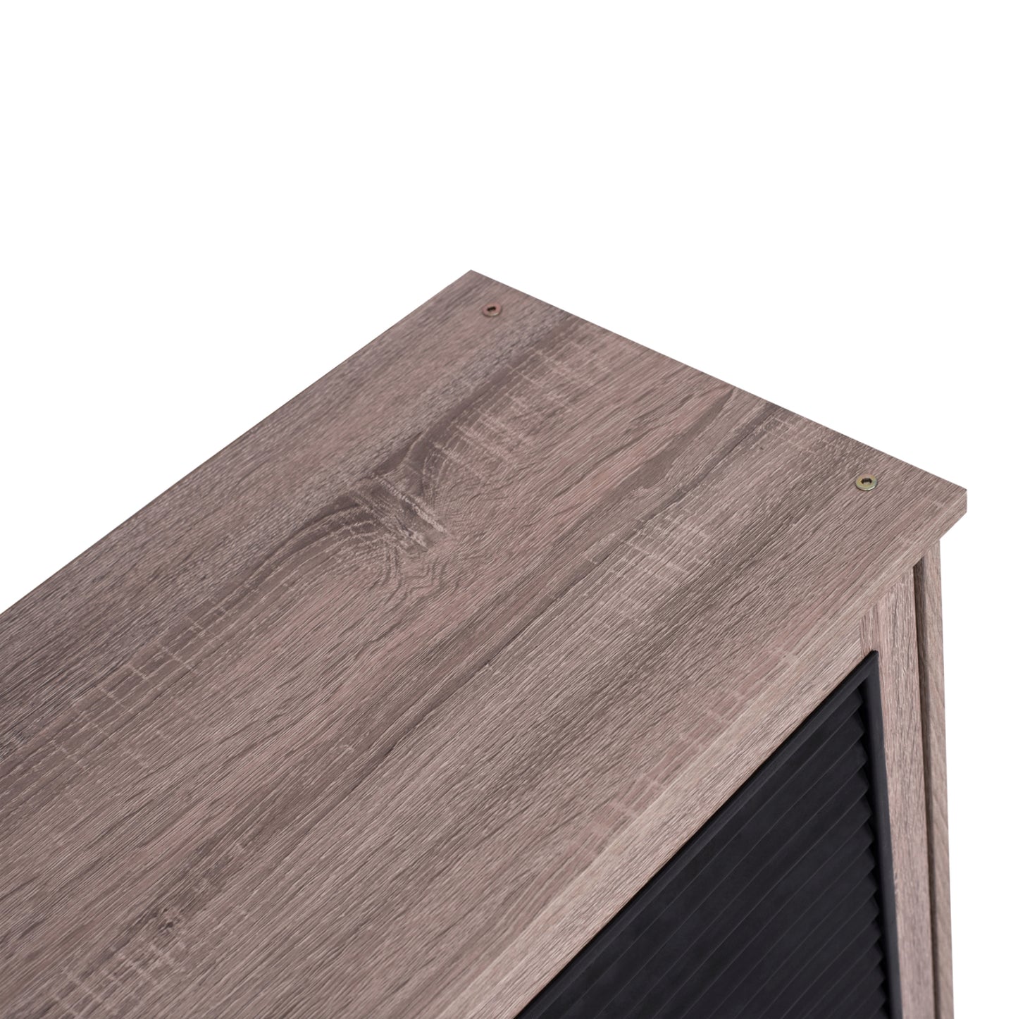 Shoe Cabinet 3 Door Mckenna Hm2267.02 Melamine Sonama - Black Color 112x30x68,5 Cm