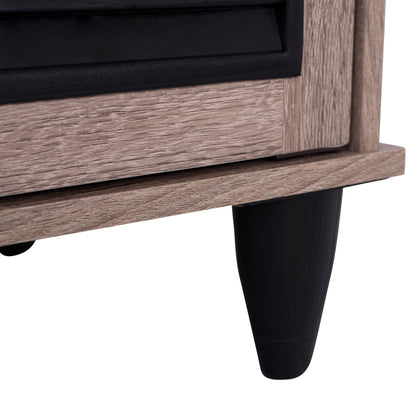 Shoe Cabinet 3 Door Mckenna Hm2267.02 Melamine Sonama - Black Color 112x30x68,5 Cm