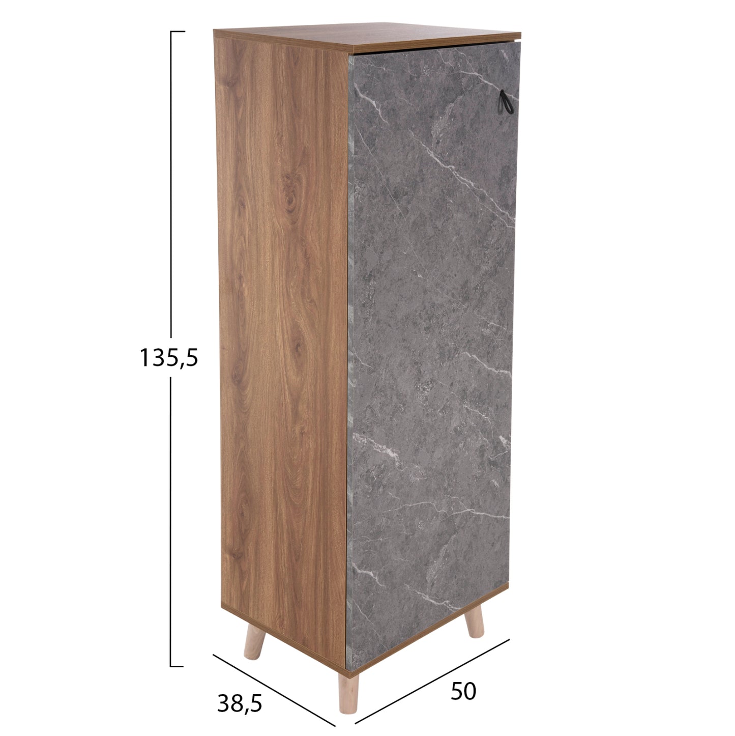 Shoe Cabinet Alvaro Hm8954.12 Melamine In Sonama-stone Texture 50Χ38Χ135hcm.