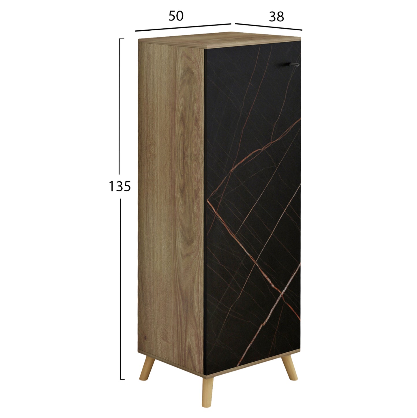 Shoe Cabinet Alvaro Hm8954.13 Melamine In Sonama-black Marble 50Χ38Χ135hcm.