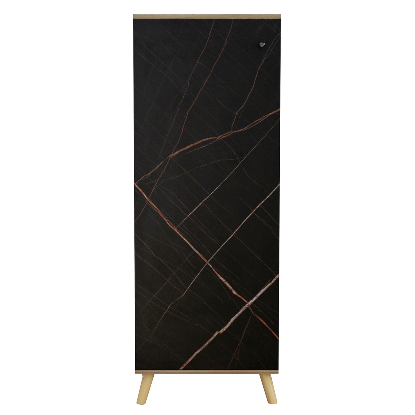 Shoe Cabinet Alvaro Hm8954.13 Melamine In Sonama-black Marble 50Χ38Χ135hcm.