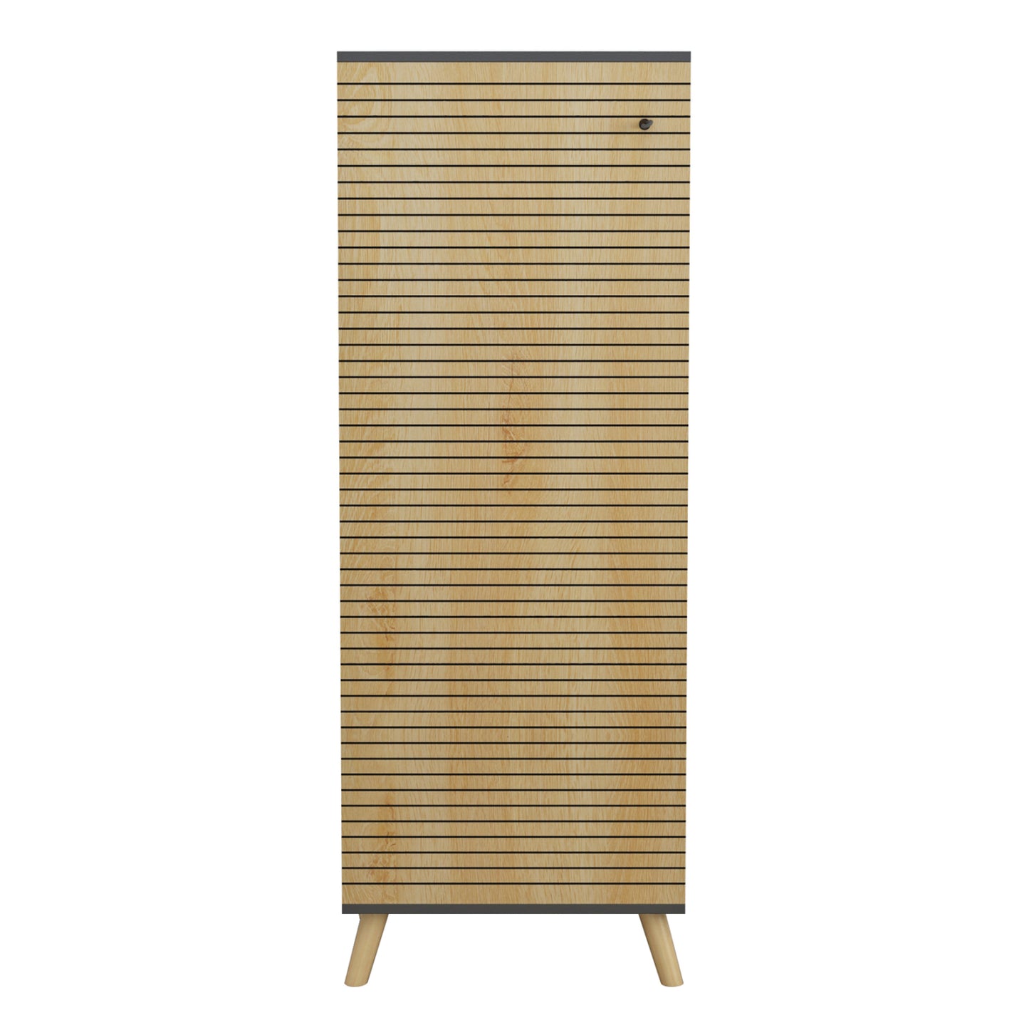 Shoe Cabinet Alvaro Hm8954.15 Melamine In Anthracite-natural Wood 50Χ38Χ135hcm.