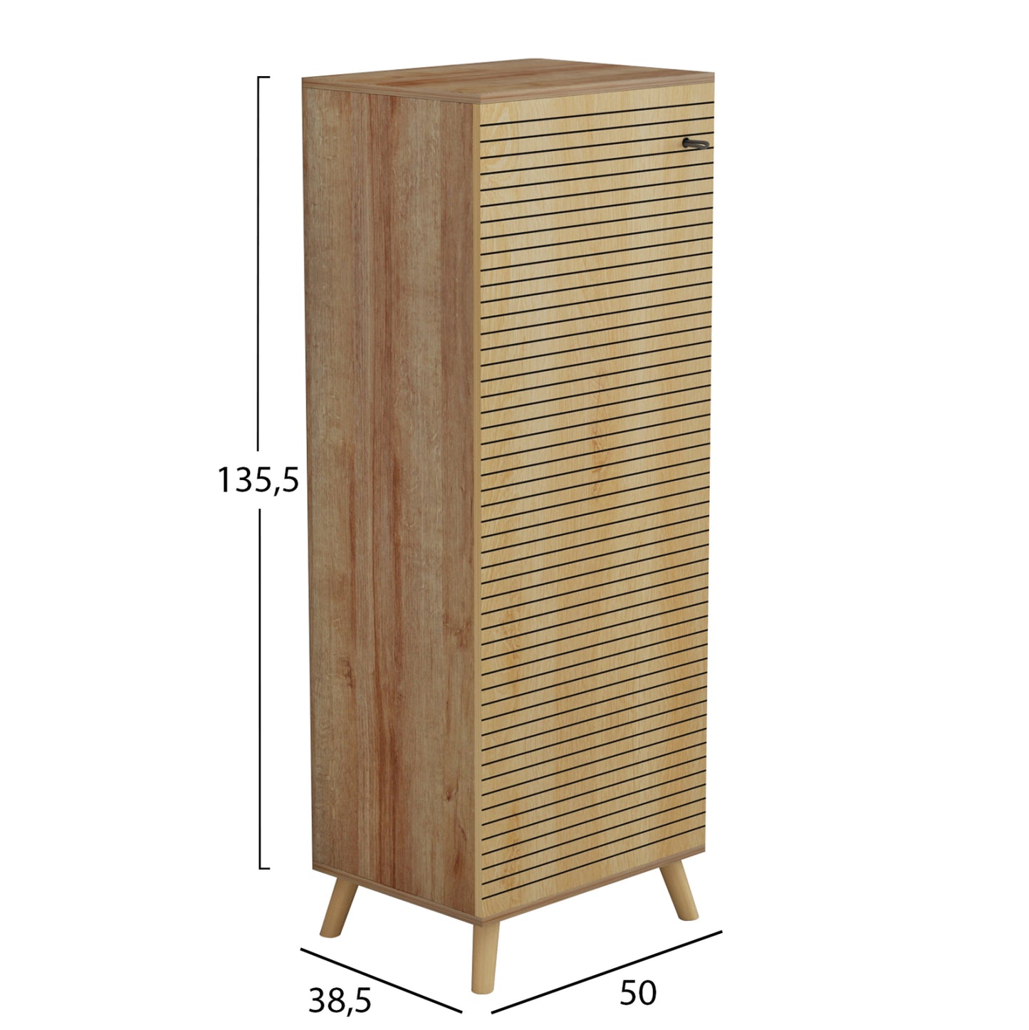 Shoe Cabinet Alvaro Hm8954.16 Melamine In Natural Wood Color 50Χ38Χ135hcm.
