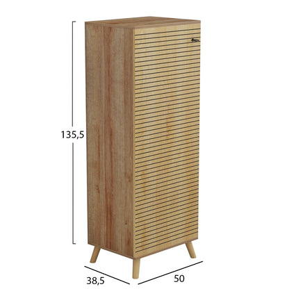 Shoe Cabinet Alvaro Hm8954.16 Melamine In Natural Wood Color 50Χ38Χ135hcm.