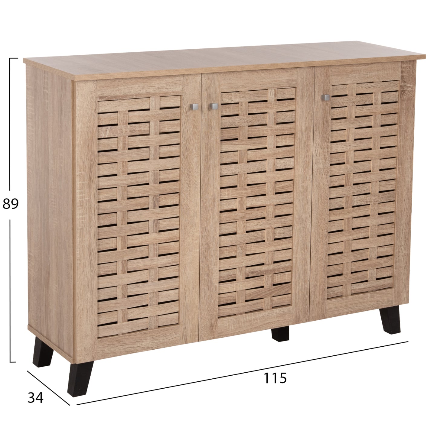 Shoe Cabinet Prody Hm9610.02 Melamine In Sonama 3 Doors 115x34x89hcm.
