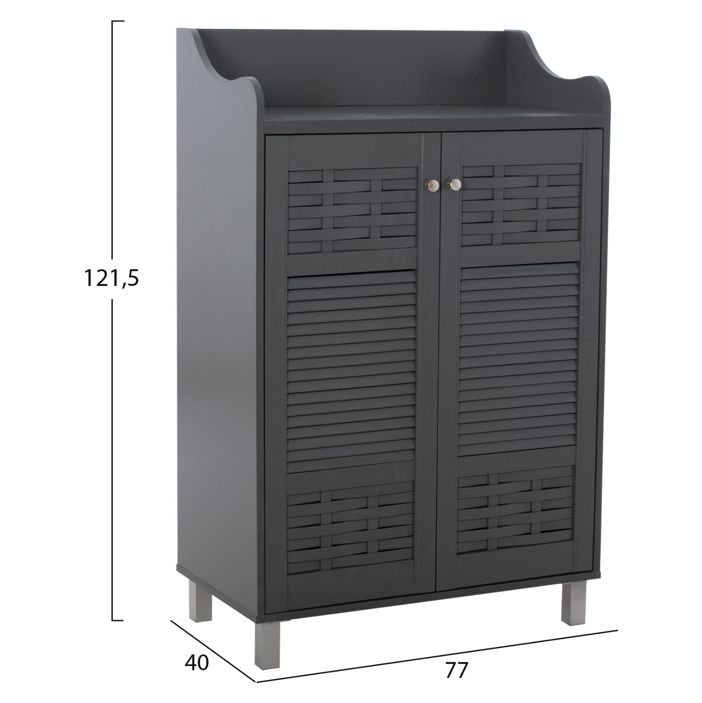 Shoe Cabinet Kailena Hm2230.10 Melamine In Dark Grey 77x40x121.5h