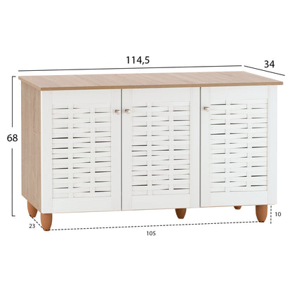 Shoe Cabinet Melamine With 3 Doors Hm2211.06 Sonama-white 114,5x34x68cm