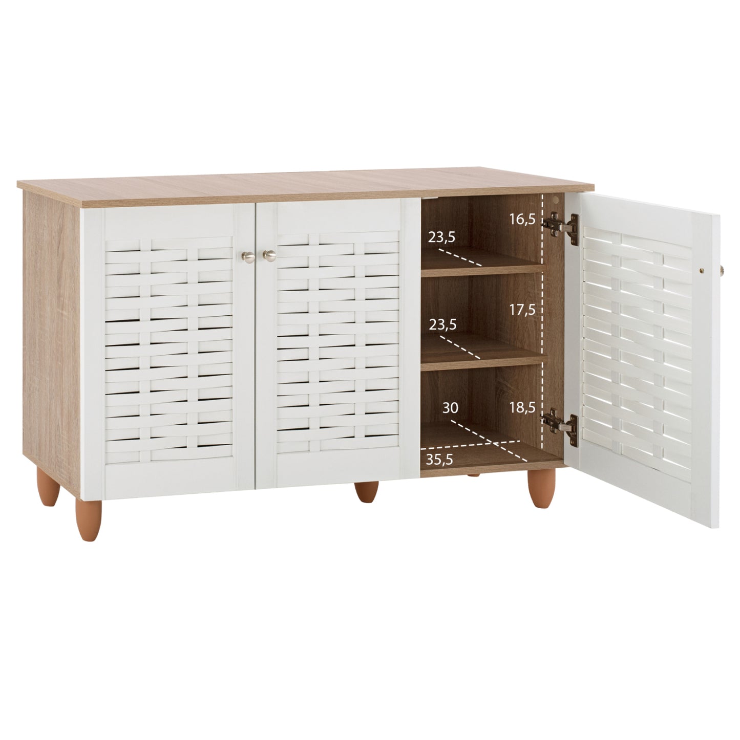 Shoe Cabinet Melamine With 3 Doors Hm2211.06 Sonama-white 114,5x34x68cm