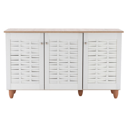 Shoe Cabinet Melamine With 3 Doors Hm2211.06 Sonama-white 114,5x34x68cm