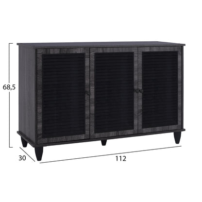 Shoe Cabinet Wooden 3 Door Hm2267.01 Grey Color 112x30x68,5 Cm