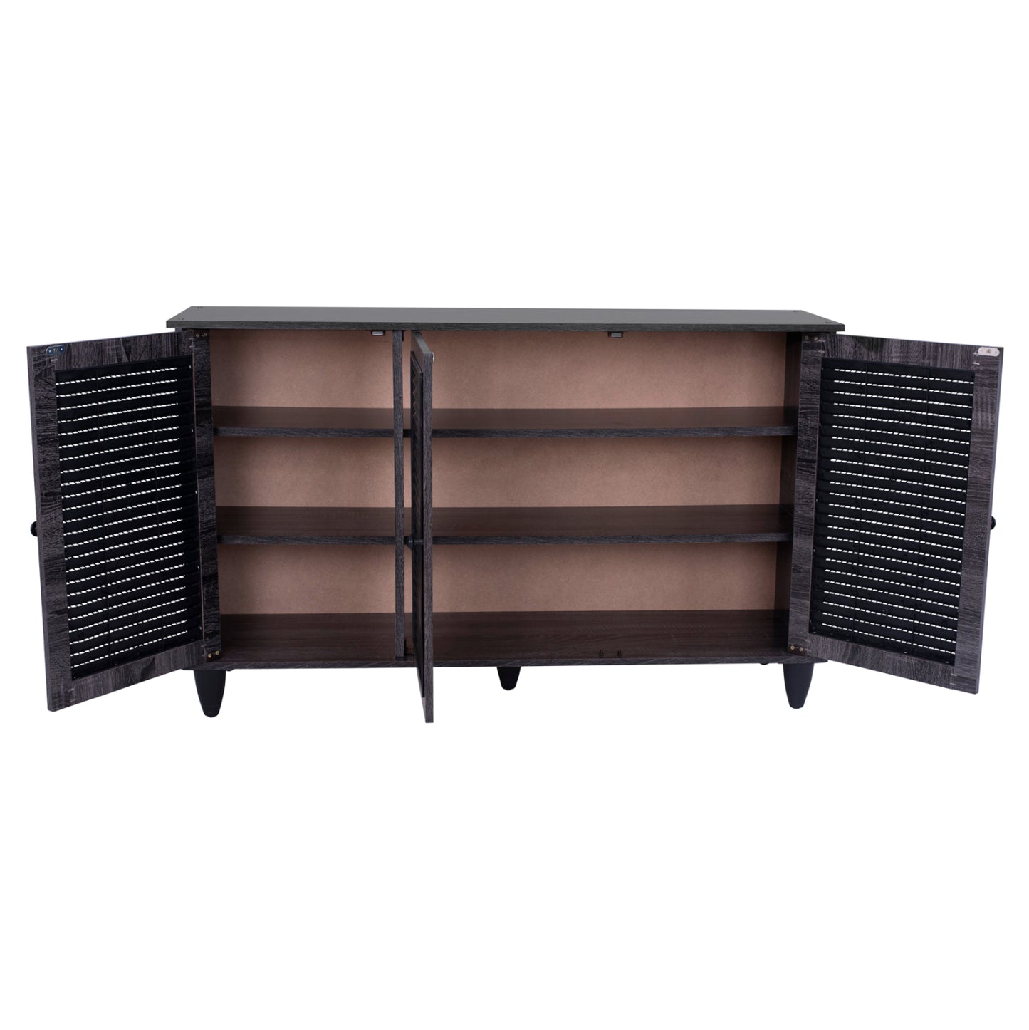 Shoe Cabinet Wooden 3 Door Hm2267.01 Grey Color 112x30x68,5 Cm