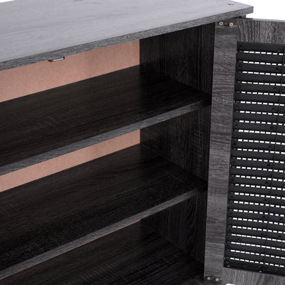 Shoe Cabinet Wooden 3 Door Hm2267.01 Grey Color 112x30x68,5 Cm
