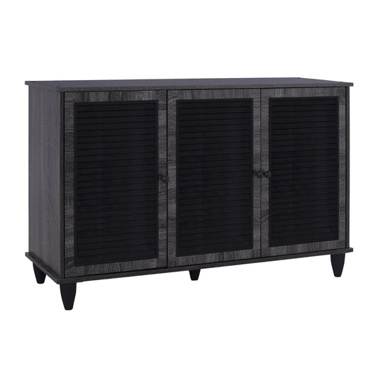 Shoe Cabinet Wooden 3 Door Hm2267.01 Grey Color 112x30x68,5 Cm