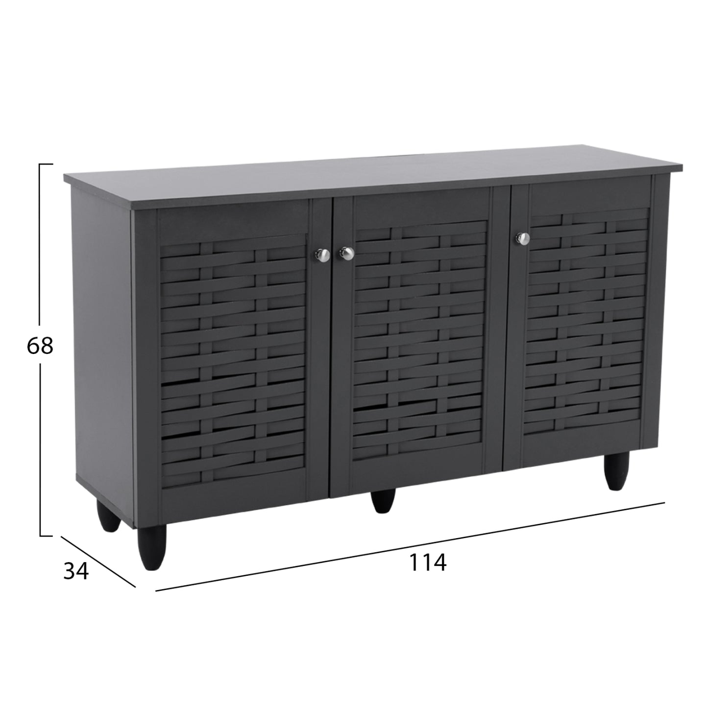 Shoe Cabinet Iggy 3 Doors Hm2211.10 Melamine In Grey 114x34x68h