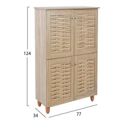 Shoe Cabinet Wooden 4 Doors Hm2210.02 Sonama 77x34x123