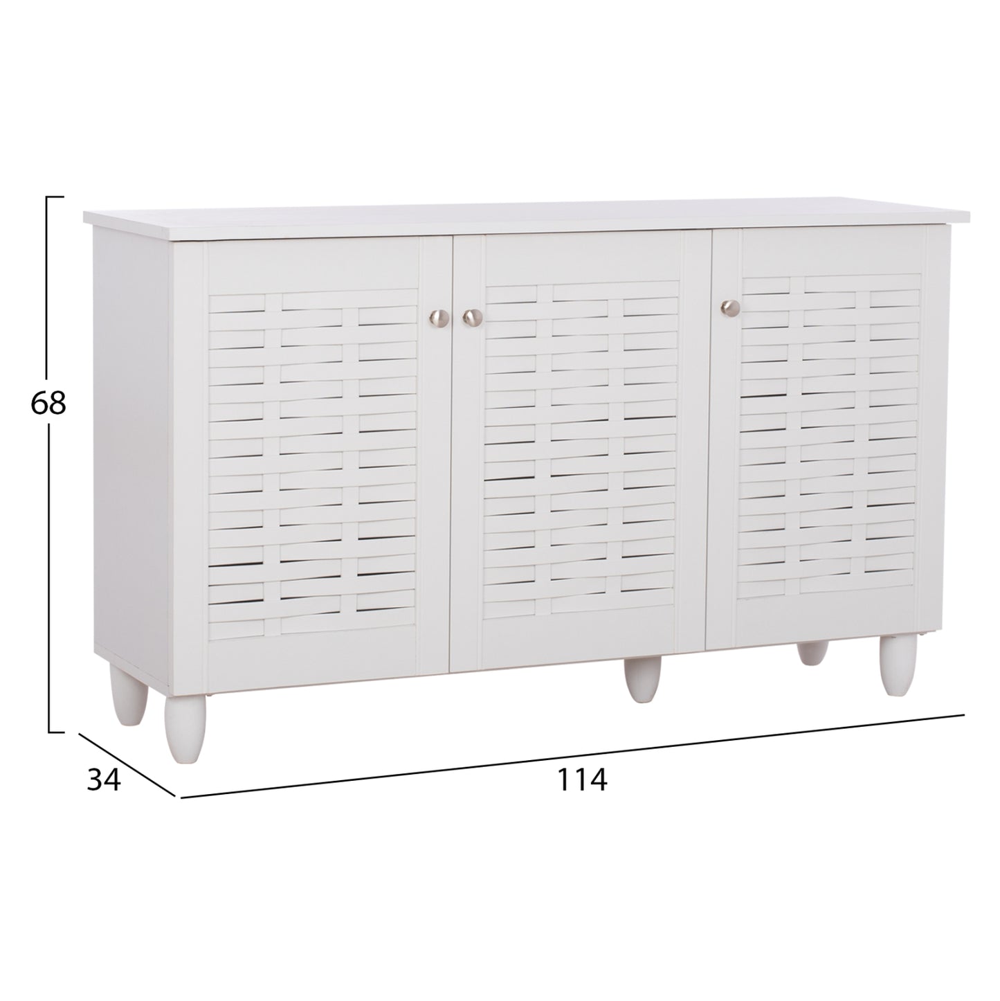 Shoe Cabinet Iggy Melamine 3-door White With Legs 114Χ34Χ68hcm.hm2211.05