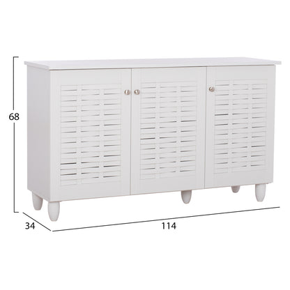 Shoe Cabinet Iggy Melamine 3-door White With Legs 114Χ34Χ68hcm.hm2211.05