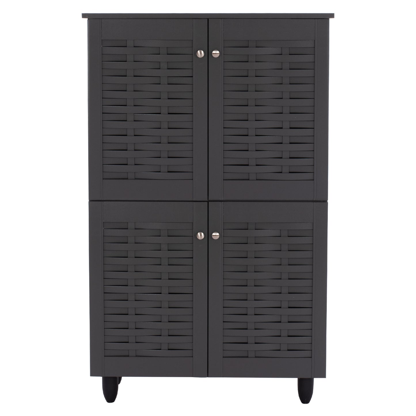 Shoe Cabinet Kabira Hm2210.10 4-door Melamine In Dark Grey Color 77x34x123hcm.