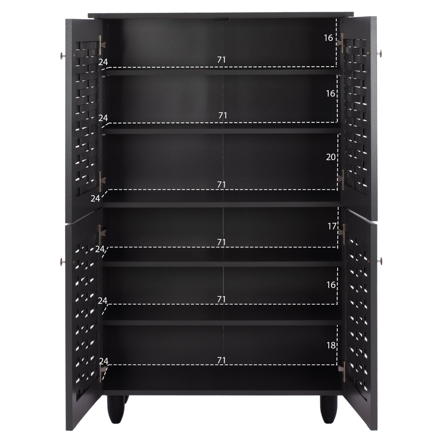 Shoe Cabinet Kabira Hm2210.10 4-door Melamine In Dark Grey Color 77x34x123hcm.