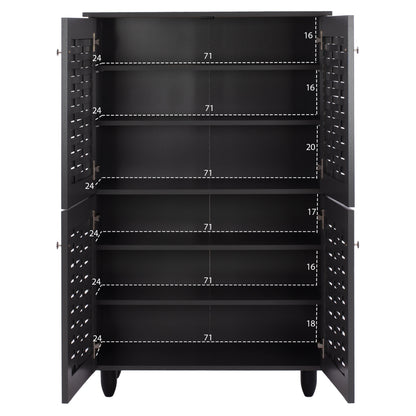 Shoe Cabinet Kabira Hm2210.10 4-door Melamine In Dark Grey Color 77x34x123hcm.